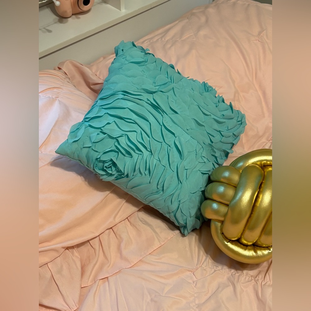 Pottery Barn Teen Green Ruffled Throw Pillow